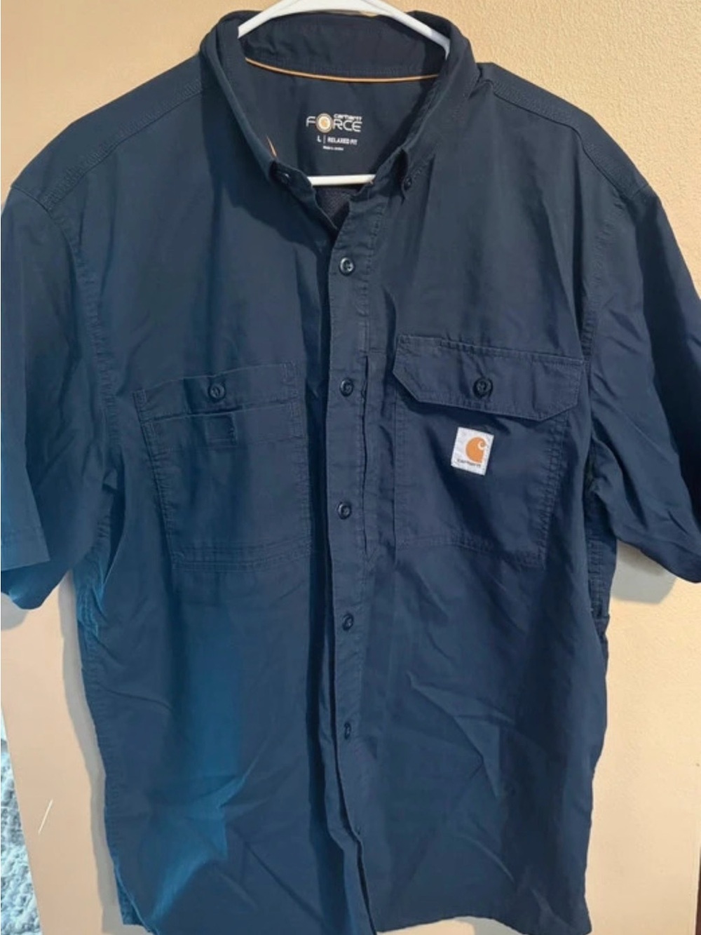 Carhartt Short-Sleeve Button-Down Shirt - Navy Blue
